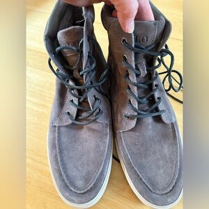 Gray SUEDE POLO High Top Preppy Lace Up Leather Shoes Size 13 D